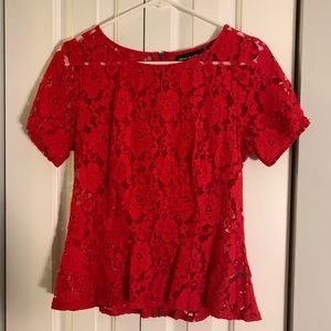 DKNY Jeans Red lace pelpum top